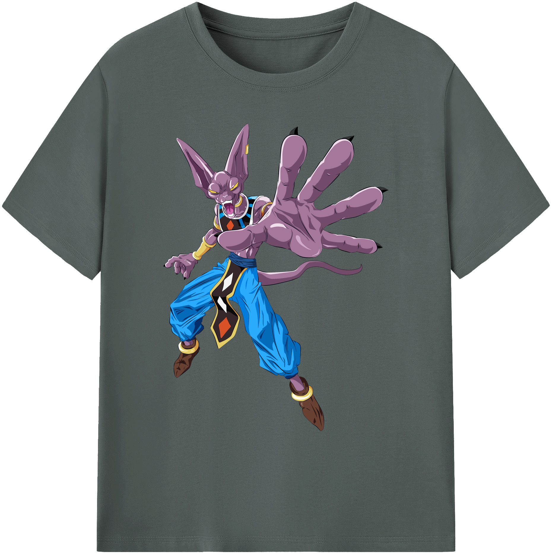 （画像用） ドラゴンボール ビルス 破壊神ビルス DRAGON BALL Beerus Birusu 綿100％ メンズ半袖Tシャツ｜肌触りやわらか＆通気性